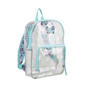 Clear Pretty Blue Butterfly Backpack Heavy Duty EastSport 18 x 12 Padded Strap